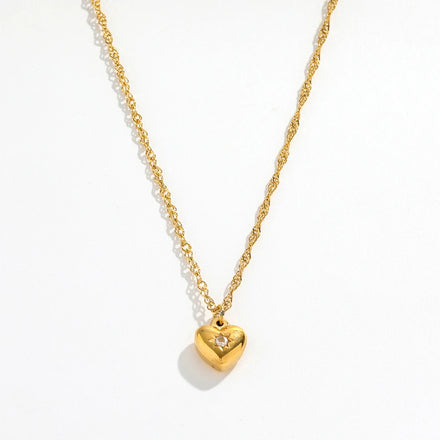 Fenny Wholesale 18K PVD Plated Permanent Romantic Love Heart Pendant Stainless Steel Choke Chain Necklace for Women