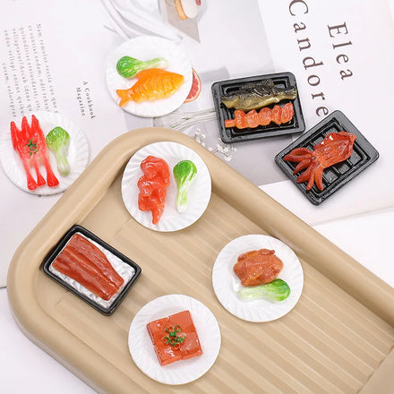 Yiwu Wintop New Arrival Food Play Props Decoration Flat Back Big Size Simulation Dishes Flatback Resin Cabochons for Diy