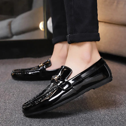 Hand Made Italian Styles PU Leather Comfortable Gray Driving Shoes Casual Flat Shoes Moccasins for Men