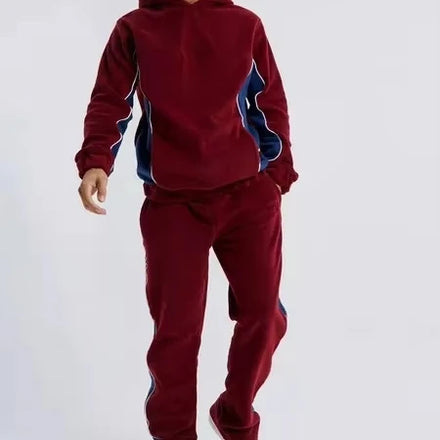 KY Premium Oversized Thick Fleece Pants for Men Full Sleeve Two-Piece Set With Side Slit Straight Leg Costume Winter XXL Size