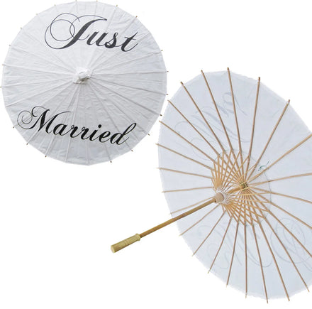 Chinese Bamboo Crafts Straight Umbrella Plain White Wedding Oil Paper Parasol Classic Durable Eco-friendly All-Season