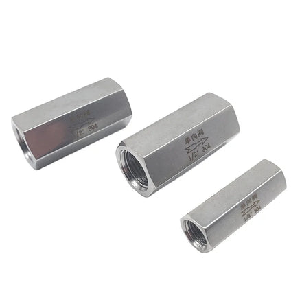 1/8 1/4 3/8 1/2 3/4 1 304 Stainless Steel One-Way Check Valve with Ball Structure Hexagonal Female Thread