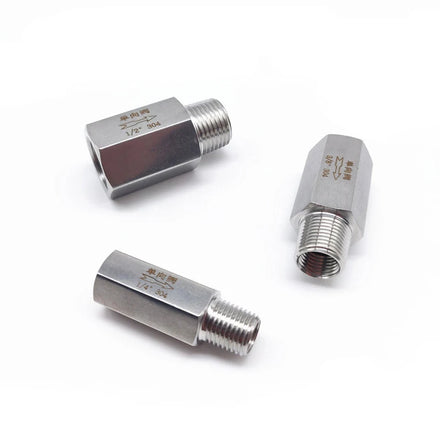 304 Stainless Steel Male to Female Thread One-Way Check Valve with Ball Structure 1/8 1/4 3/8 1/2 3/4 1 Sizing Options