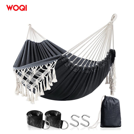 WOQI Hot Sale Outdoor and Indoor Cotton Acrame Hammock with Carry Bag for Bedroom Garden Backyard Patio
