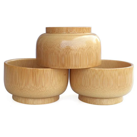New Eco-friendly Kitchen Utensil Natural Bamboo Wooden Rice Soup Bowl Food Container Tableware Wooden Bowl