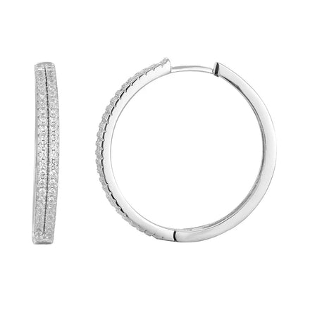 21K Gold Vermeil 925 Sterling Silver Hoop Earrings with Diamond and Zircon Rose Gold Fashion Jewelry for Parties and Gifts