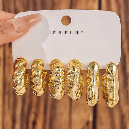 Fashion C-shaped Water Droplet Earrings 6 Piece Set Wholesale Geometry Wholesale N251028