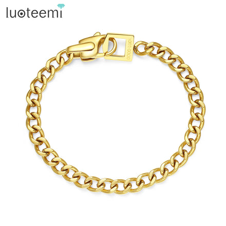 SP-LAM Vintage Cuban Bracelet Stainless Steel Charm Bangle Chain Woman Link Gold Cuban Bracelet