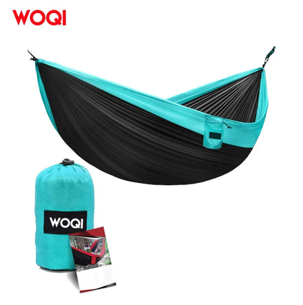 WOQI 210T Nylon Single Double Outdoor Portable Ultralight Camping Double Hammock Adjustable Tree Straps