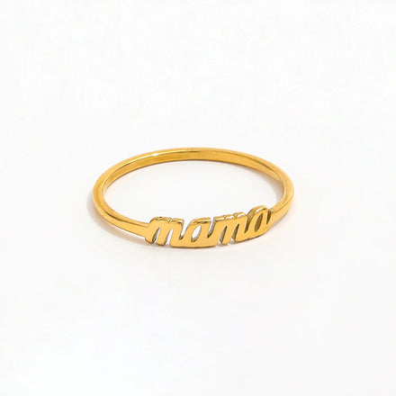 Joolim High-End 18K Gold Plated Stainless Steel Rings Simple Style Dainty Mama for Unisex for Parties