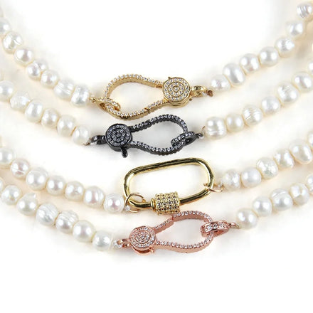Fashion Graceful Handmade Collar De Perlas Cubic Zircon Lobster Clasp Irregular Freshwater Pearl Choker Necklace Festival Gift