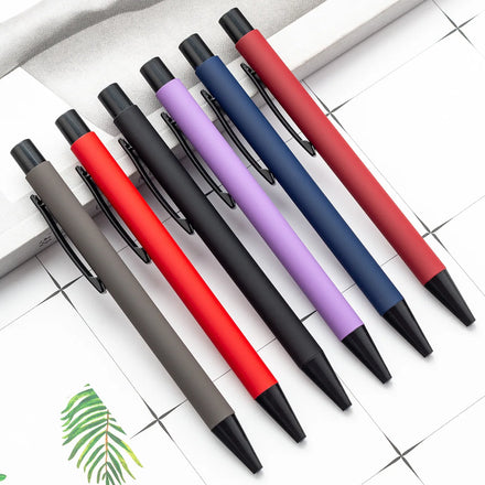 Aluminum Barrel Pen With Spray Adhesive Ball Ink Pen Push Action Ballpoint Metal Custom Logo Available Ball-point Pen