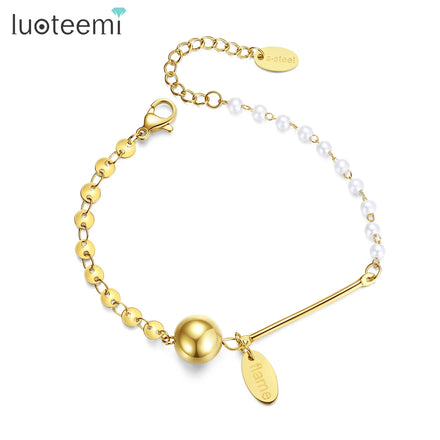 SP-LAM Bead Jewelry Trendy Beaded Stainless Steel Round Adjustable Woman Charm Bracelet