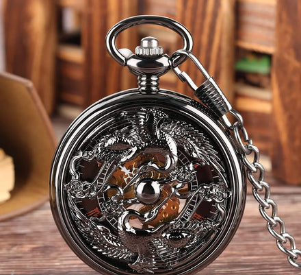 Hollow Manual Watches Key Chain Retro Crane Roman Mechanical Pocket Watches