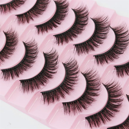Abestyou 10pairs Faux Mink 100% Hand Made Original Human Hair Short Lashes Easy Apply Individual Strip Eyelashes Wholesale