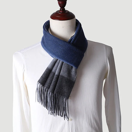 100% Pure Cashmere Winter Scarf Custom Logo Classic Plaid Design Woven Luxury Soft Mens Scarf