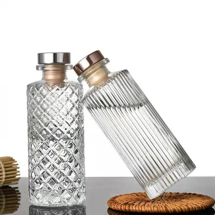 Custom Printing Logo Square Perfume Glass Bottle 30ml 50ml 100ml Capacity Clear Glass Diffuser Cork Sealing 150ml Wholesale