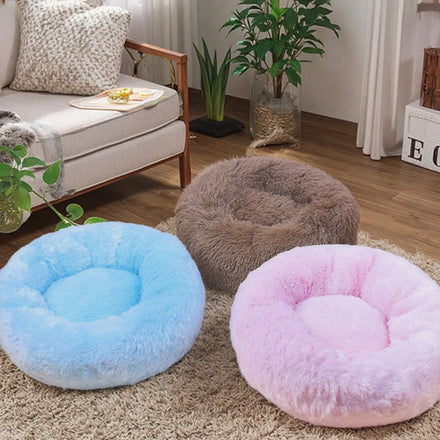 Luxury Plush Pet Bed Long Comfortable with Removable Cushion Soft Washable Winter Warm Small Dog Cat Bed Solid Animal Pattern