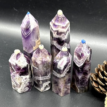 Longfei Natural Polished Quartz Crystal Point Dream Amethyst Tower Customizable Size Logo for Fengshui Home Decoration Fashion