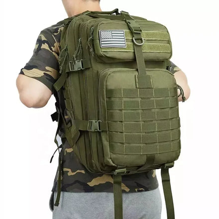 45L Durable Waterproof External Frame Hiking Backpack Camouflage Pattern National Style Polyester for Mountaineering Camping
