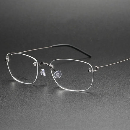 Women's Rimless Anti-Blue Titanium Frameless Reading Glasses Bifocal Far Spectacles with Solid Optical Frames Female Eyeglasses