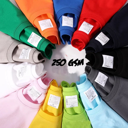 Custom LOGO Wholesale High Quality 250grams 100% Cotton Plus Size Men's Plain T-shirts Heavyweight Unisex Shirts