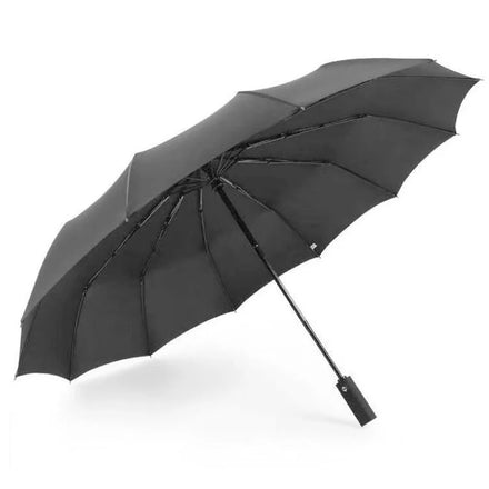 Ovida 23 Inch 12 Ribs Strong Wind-Resist Umbrella 3-Folding with Rubberized Long Handle Classic Straight Design