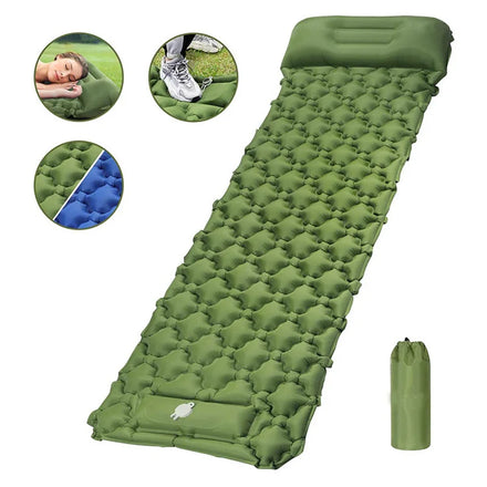 Outdoor 40D Nylon TPU Inflatable Sleeping Mat with Built-in Foot Pump