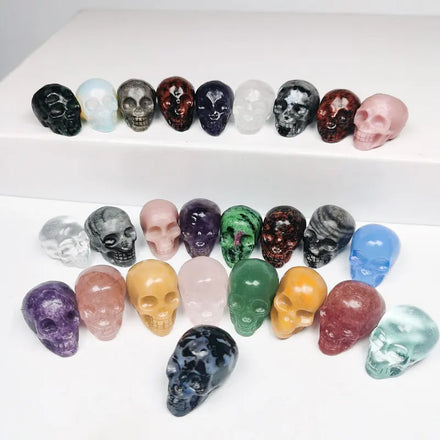 Wholesale Price Healing Gemstone Crazy Agate Skulls Mixed Quartz Small Crystals Carving Craft Rose Quartz Skulls