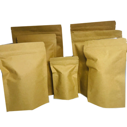 Wholesale Biodegradable Zipper Brown Doypack Kraft Food Packaging Stand up Sacos Papel Kraft Bag