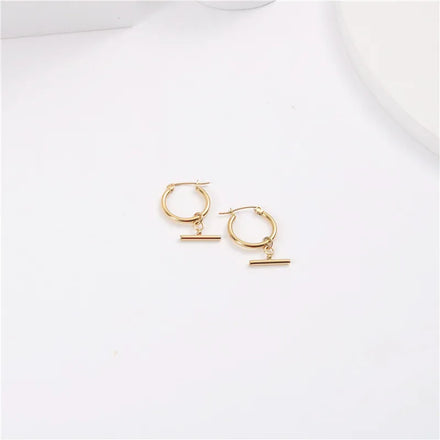 Fenny 18K PVD Plated Wholesale Waterproof&Tarnish Free Permanent Toggle Dangle Stainless Steel Hoop Earring for Women