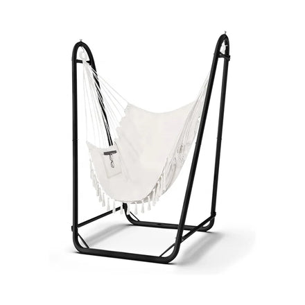 WOQI Popular Hanging Hammock Chair Swing Indoor or Outdoor with Foldable Steel Frame for Garden for Camping & Hiking