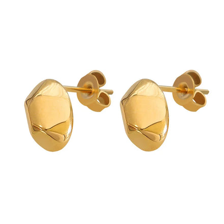 Minimalist Fashion Geometric Facet Stud Earrings Stainless Steel Gold and Silver Stud Earrings Hypoallergenic Beaded Earrings