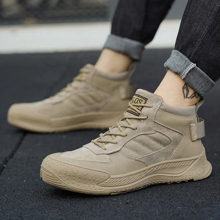 ZG 8831-5 Khaki Genuine Leather Pigskin Unisex Steel Toe Electrical Insulation Work Boots Kavlar Midsole Rubber Outsole