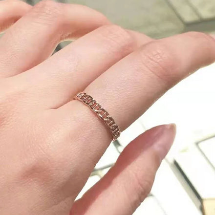 Fenny 18K Gold Plated Wholesale High End Permanent Simple Chain Link Stainless Steel Finger Ring Trendy for Women