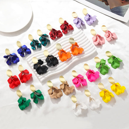 Fashion Acrylic Multi-color Petal Leaf EarringsTrend New Products Foreign Girls Drop Flower Earrings for Women