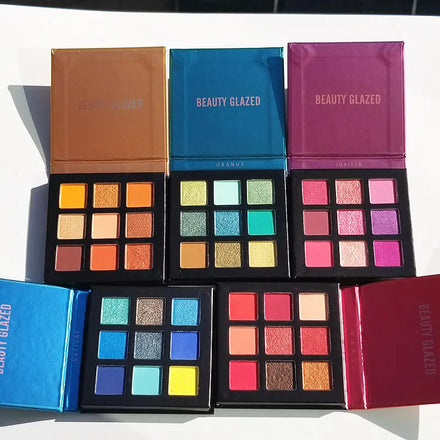 Beauty Glazed 9 Color Gorgeous Eye-shadow Pallet Halal Makeup Eyeshadow Maquillage Professionnel Rectangle Pan Eyeshadow Palette