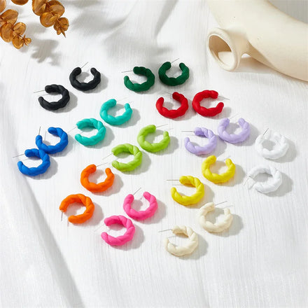 New Arrival C Shaped Stud Earrings Girls Fashion Colors Cute Acrylic Valentines Earrings for Women Gifts
