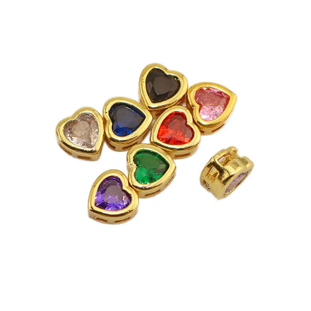 CZ8636 18k Gold Plated Solitaire Cubic Zirconia Micro CZ Pave Love Heart Star Round Spacer Beads for Bracelet Jewelry Making