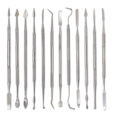 12pc Carving Knives Set Double-ended Clay Sculpture Tool Blade Pottery Metal Modeling Dental Tool Jewelry Making Wax Carving Set