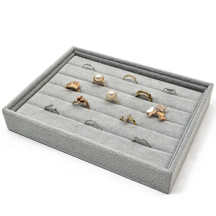Wholesale Live Props Jewelry Packaging Luxury Gray Velvet Ring Stand Small Design Jewelry Display Stand