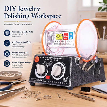 Kt-6808 Jewelry Polisher 3kg Capacity Mini Rotary Tumbler Machine With Timer Jewelry Polisher Finisher for Jewelry Stone