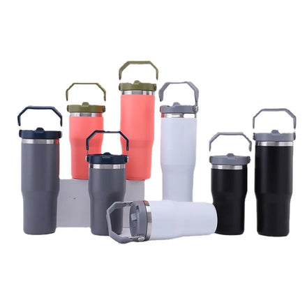 Powder Coated Double Walled Tumbler 30 oz Stainless Steel Tumbler With Handle Lid