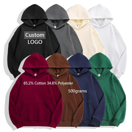 500gms Heavyweight Hoodies Men Custom Embroidery Logo Drop Shoulder Hoodie Polar Fleece Hoodies for Men