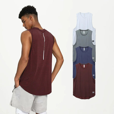Wholesale Men's Custom Logo Black Sleeveless Workout Sleeveless T Shirt Quick Dry Stretchy Sports Tank Top