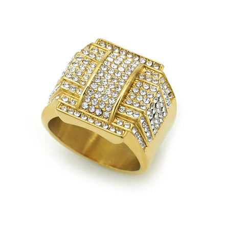 Dainty Men Rings Stainless Steel Jewelry Ring Luxury Full Diamond Hoop Rings for Men