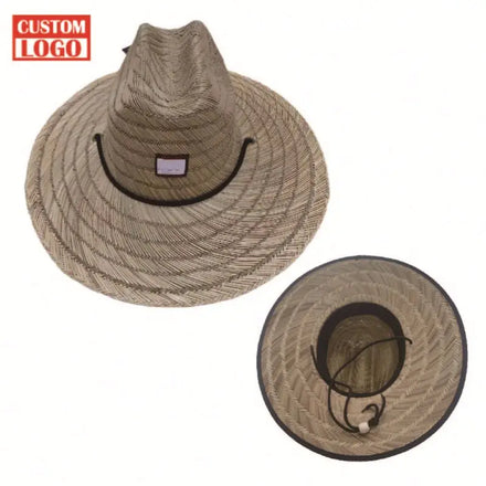 Underbrim Print Lifeguard Embroidered Straw Hat Custom Kids Straw Beach Hats With Logo Straw Hats With Logo