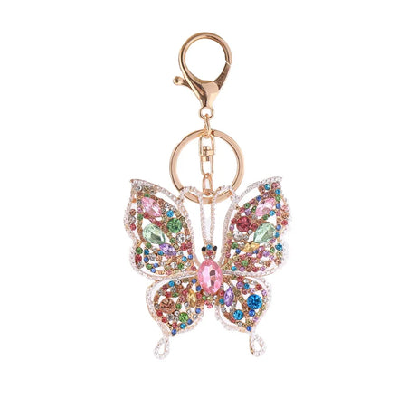 New Fashion Crystal Key Chain Hollow Butterfly Metal Keychain Creative Small Gift Car Keychain Bag Pendant