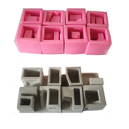 DIY Concrete Flower Pot with Stairs Shape Clay Cement Silicone Molds for Home Garden Concrete Planter Mould Flower Pot Mold