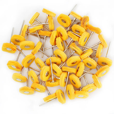 100 Pieces Yellow Polishing Buffed Head Set Fits Rotary Tools Accessories 2.35 mm Mandrel Mini Cotton Polishing Buffing Wheel